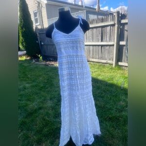 Hazel White Strappy Lace Maxi Dress